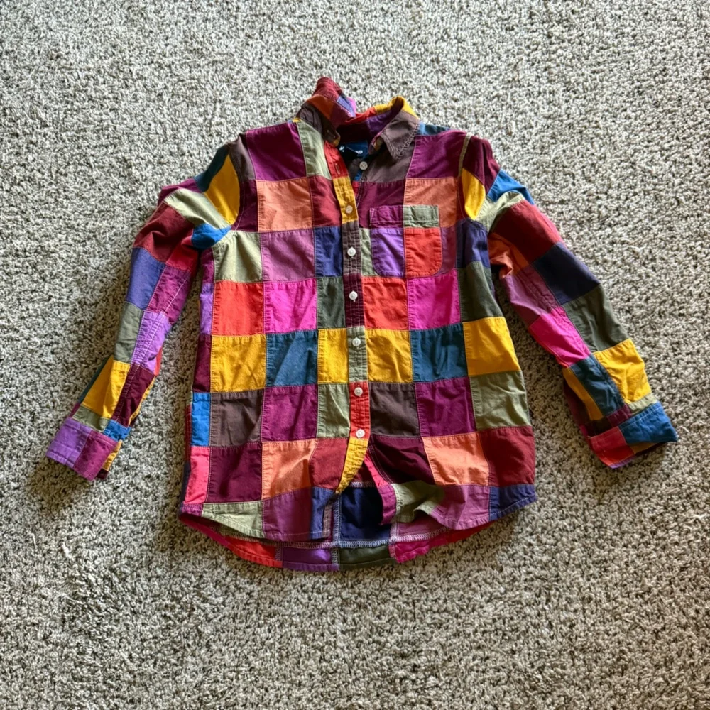 Land’s End Rainbow Colorful Button Down XSP - Picture 1 of 3